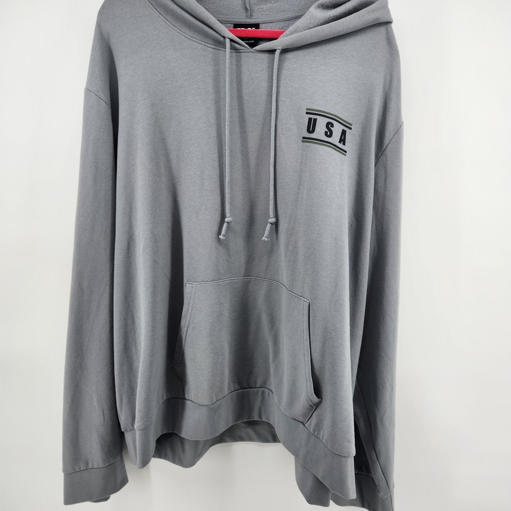 Mens USA Graphic Hoodie Grey Pullover Sweatshirt Size 3X Casual Fleece Hooded